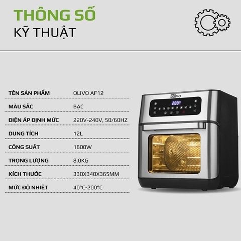 Nồi Chiên Không Dầu OLIVO AF12