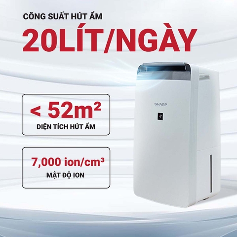 Máy lọc không khí và hút ẩm Sharp DW-J20FV-W 20 lít