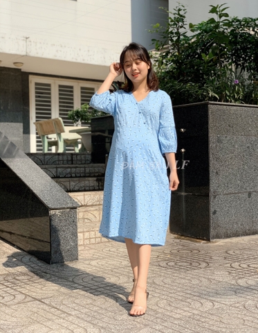 Đầm bầu công sở vải Đũi DM72C