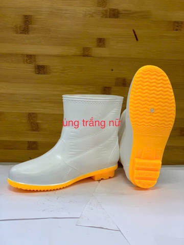 Ủng thấp cổ nữ trắng đế trắng
