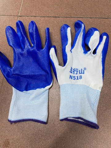 Găng tay tráng sơn xanh dày vừa