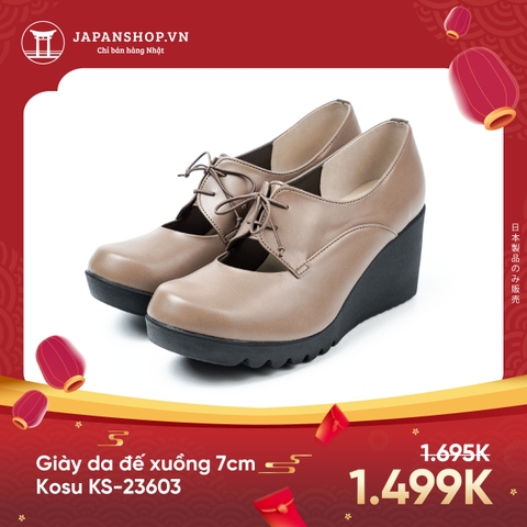 Giầy da đế xuồng 7cm Lace-up Kosu KS-23603