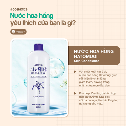 Nước hoa hồng Hatomugi - 500ml