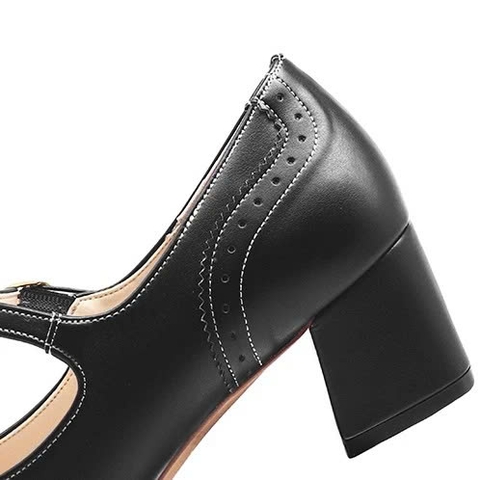 Giầy da mũi vuông 5cm T-Strap Kosu 2012