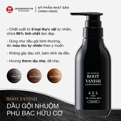 Dầu gội nhuộm tóc phủ bạc hữu cơ Root Vanish KIWABI