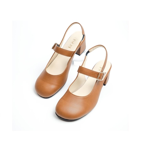 Giầy da mũi tròn 5cm Slingback Kosu 2028