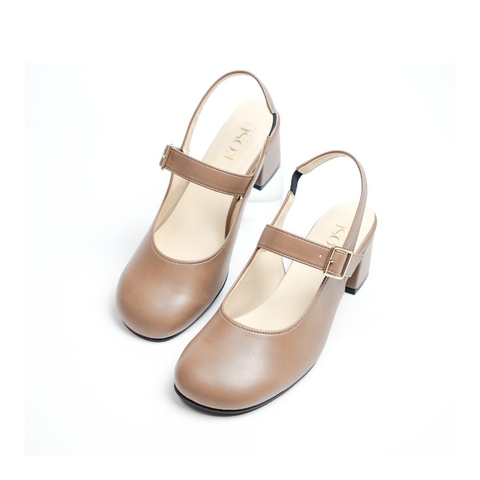 Giầy da mũi tròn 5cm Slingback Kosu 2028