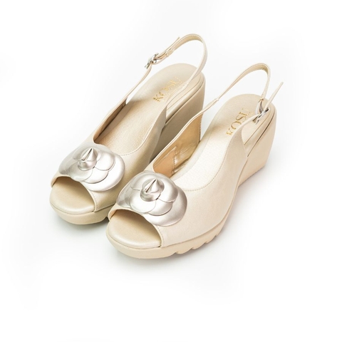 Sandal đế xuồng 7,5cm hoa trà Kosu K-24313
