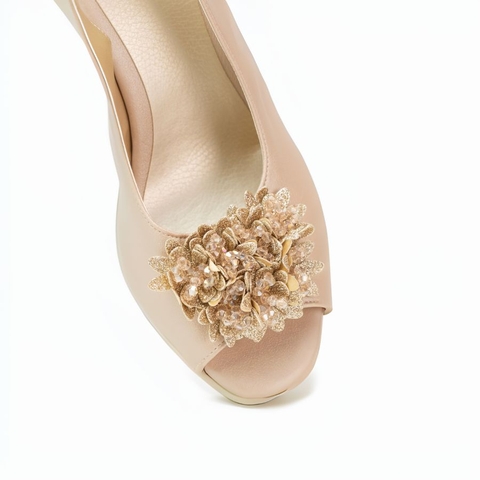 Sandal đế xuồng 7,5cm hoa cúc Kosu K-24012