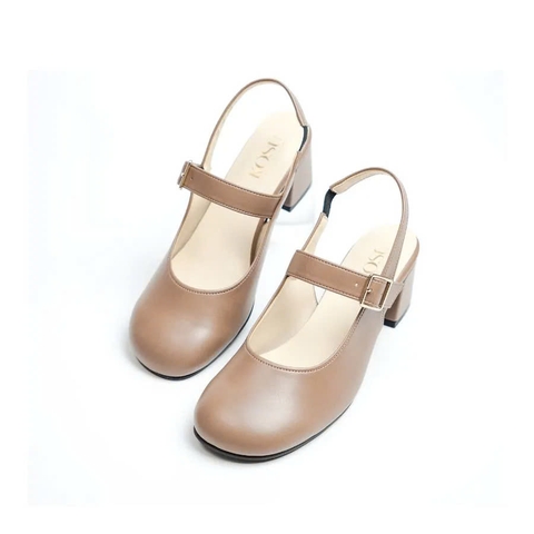 Giầy da mũi tròn 5cm Slingback Kosu 2028