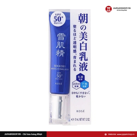 Kem dưỡng ngày Kose Sekkisei White UV Emulsion SPF50+ - 35g