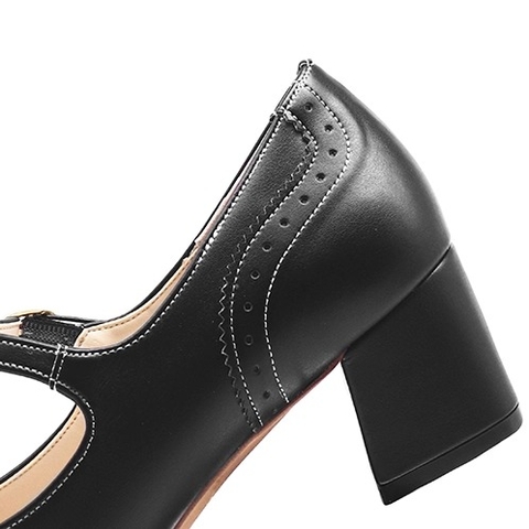Giầy da mũi vuông 5cm T-Strap Kosu 2012