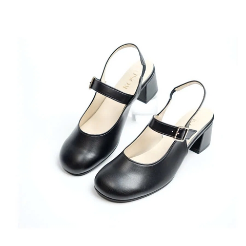 Giầy da mũi tròn 5cm Slingback Kosu 2028