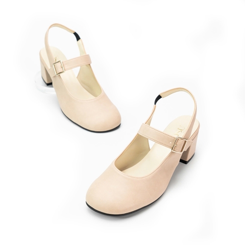 Giầy da mũi tròn 5cm Slingback Kosu 2028