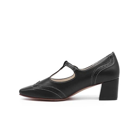 Giầy da mũi vuông 5cm T-Strap Kosu 2012
