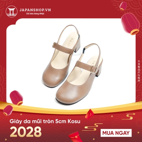Giầy da mũi tròn 5cm Slingback Kosu 2028