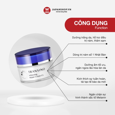 Kem dưỡng trắng, hỗ trợ giảm nám Transino 35g