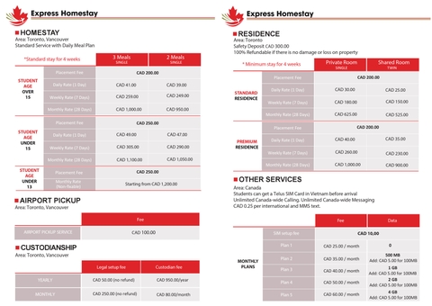 DỊCH VỤ THU XẾP NHÀ Ở, ĐÓN SÂN BAY VÀ CÁC DỊCH VỤ KHÁC TẠI CANADA 2018