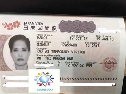 VISA NHẬT CỦA CHỊ VŨ THỊ PHƯƠNG HUỆ