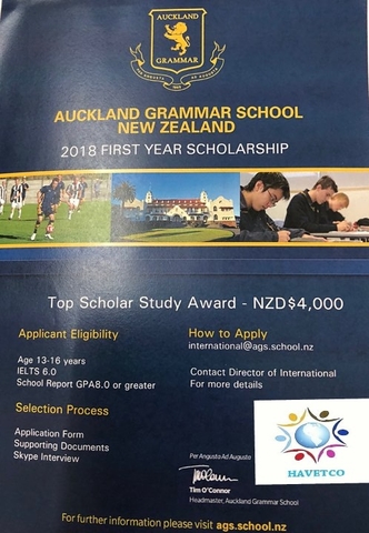 Thông Tin Học Bổng First Year Scholarship 2018 Auckland Grammar School New Zealand