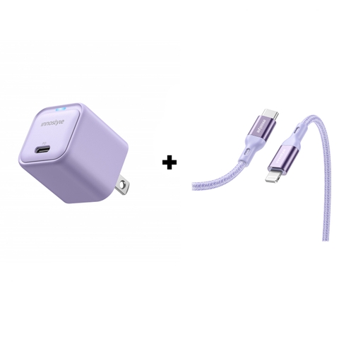 COMBO SẠC NHANH IPHONE SIÊU NHỎ 20W INNOSTYLE ULTRA MINICUBE II VÀ CÁP IPHONE INNOSTYLE POWERFLEX USB-C TO LIGHTNING MFI 1.5M 20/30/60W