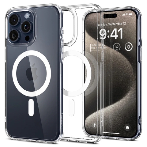 ỐP LƯNG IPHONE 15 PRO MAX SPIGEN CRYSTAL HYBRID MAGFIT WHITE