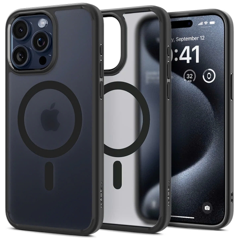ỐP LƯNG IPHONE 15 PRO MAX SPIGEN CRYSTAL HYBRID MAGFIT FROST BLACK