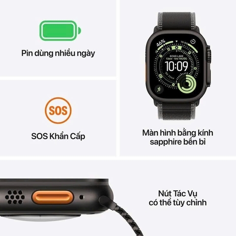 Apple Watch Ultra 3 ( GPS + Cellular ) - Mặt Natural Titanium 49mm - Dây Trail Loop