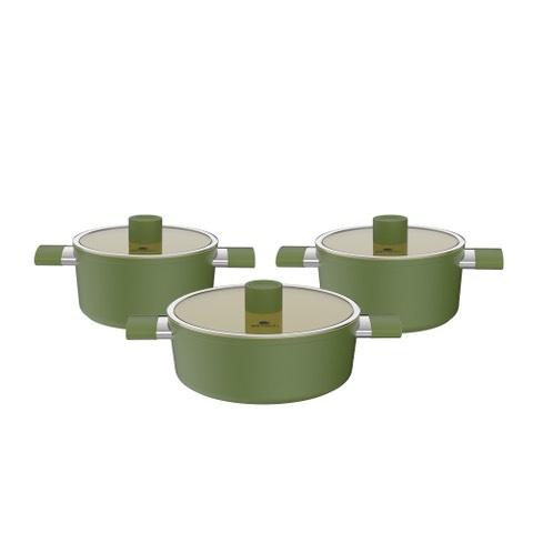 Bộ nồi phủ sứ Elmich 3c Olive EL 2355220OV03 (N18,N20,N24)