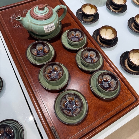 Bộ ấm chén búp sen S1 chân nhỏ ngọc khum hoa