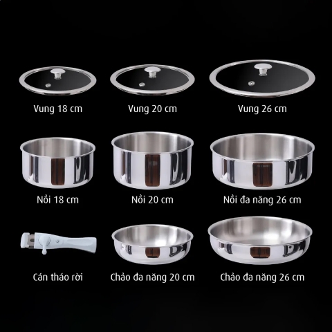 Bộ nồi chảo 9 món hiệu imat SDH-9P