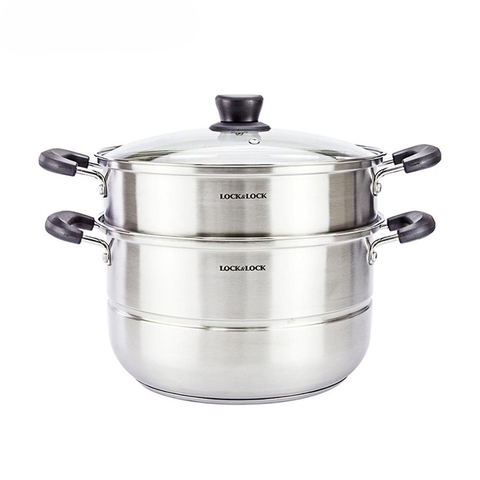 Nồi hấp 2 tầng bằng Inox Lock&Lock Steamer Pot LLH1282 28cm