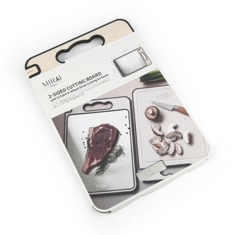 Thớt 2 mặt inox 304 và nhựa lúa mạch PP kháng khuẩn Mirai 25x36cm