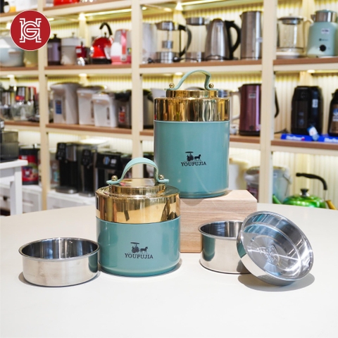 Cặp lồng inox quai da