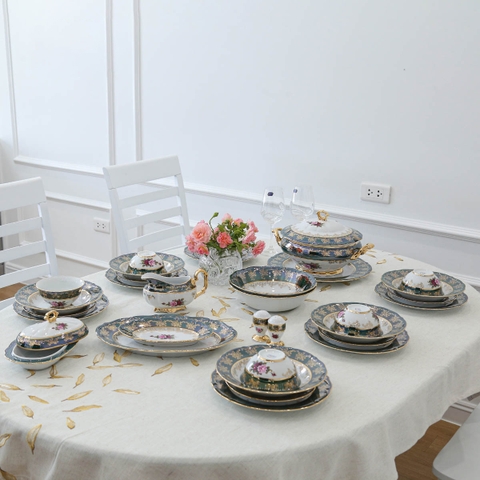 Bộ đồ ăn xanh hoa hồng ZL CE