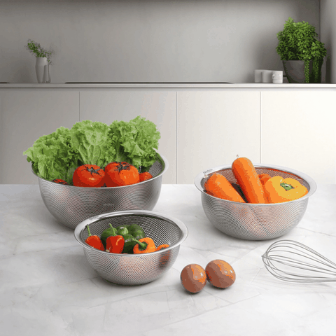 Set 3 rổ inox tròn GKÖCH MYDH1012 (KT 16cm, 20cm & 24cm)
