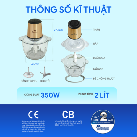 Máy xay thịt BlueStone CHB-5151 2 Lít 350W