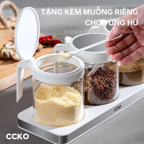 Bộ gia vị CCKO 3 món thủy tinh CK9984