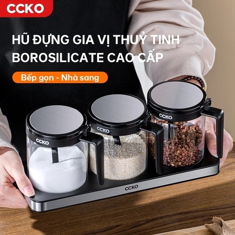 Bộ gia vị CCKO 3 món thủy tinh CK9984