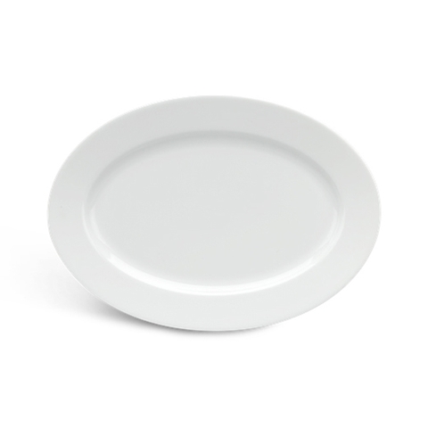 Đĩa oval Jasmine - trắng 28cm