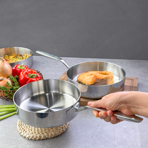 Chảo inox 316 liền khối 5-ply Premium Kaiyo - thành cao