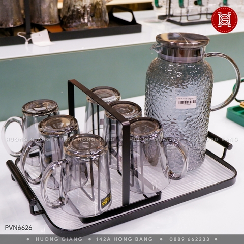 Bộ cốc bình thuỷ tinh kèm khay GNS-B0146