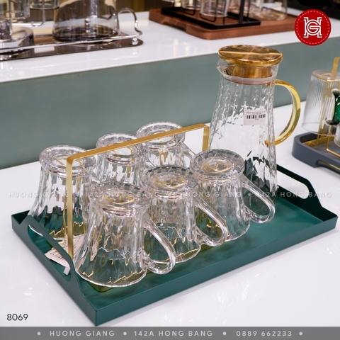 Bộ cốc bình thuỷ tinh 1,6L kèm khay TB-6888