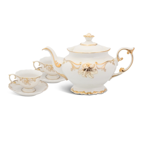 Bộ trà 0.8L đài các trang trí vàng