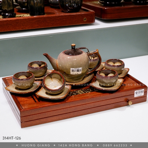 Bộ ấm chén đèn thần gấm