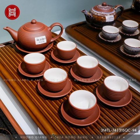 Bộ ấm chén tống ganh chỉ đỏ