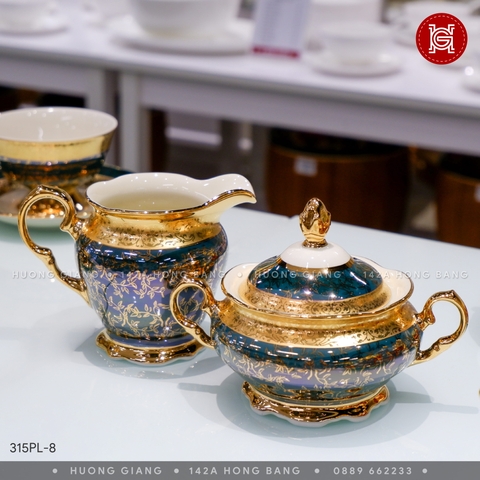Bộ cà phê xanh lá băng vàng LZ011