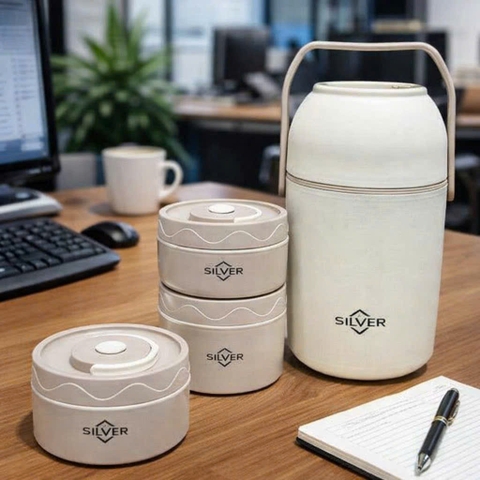 Cặp lồng cơm 3 ngăn Silver Lunch Box Germany