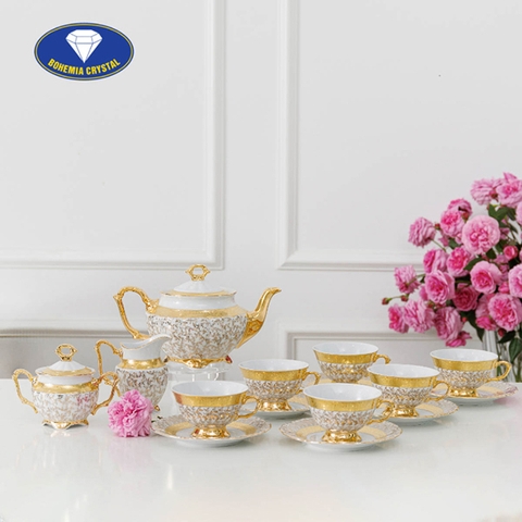 Bộ cà phê trắng băng vàng LB011