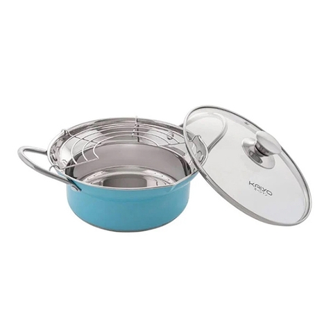 Nồi chiên inox kaiyo kèm giá gác màu xanh